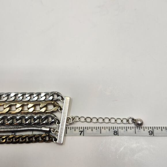 Jenny Bird Austin Cuff Mixed Metal Bracelet Multi Chain Layered Chunky Modern - Picture 5 of 5
